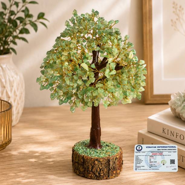 REIKI CRYSTAL PRODUCTS Certified Natural Green Jade Chip Tree 500 Beads Tree Decorative Showpiece  -  30 cm