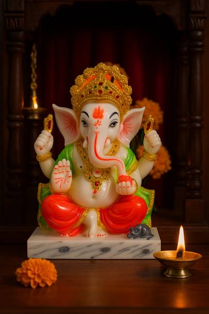 VYOMONLINESTORE Handicraft Marble Dust Big Ganesha/Ganpati/Vinayak for Home Temple Puja Room27cm Decorative Showpiece  -  27 cm