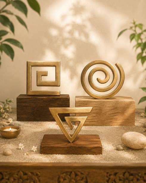 Divore Divore set of three brass Vastu helix symbols. Decorative Showpiece  -  6 cm