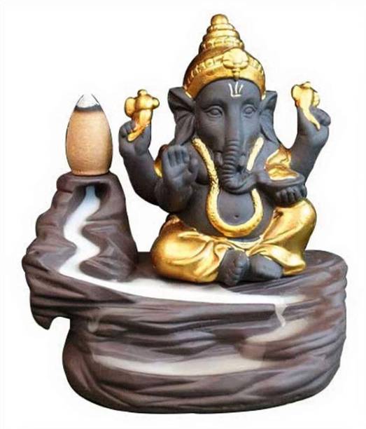 reeldot Lord GANESH Idol Statue Pack of 1 With Free 50 Cone Decorative Showpiece  -  13 cm