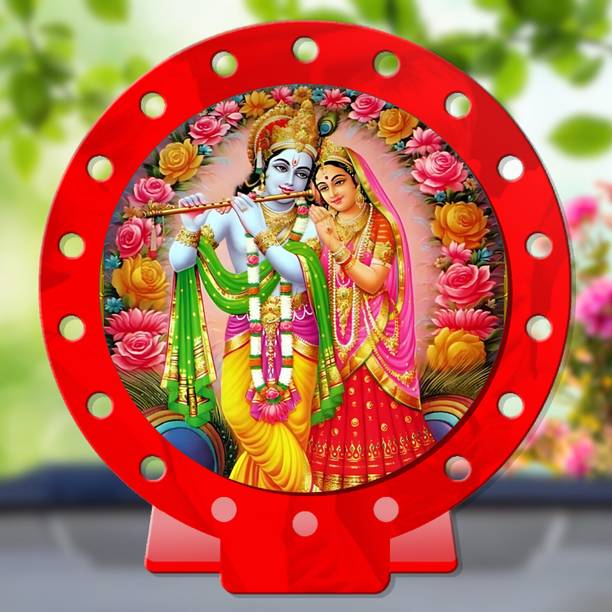 GiftsRange Radha Krishna Red Shining Car Dashboard Idol Decorative Showpiece  -  8 cm