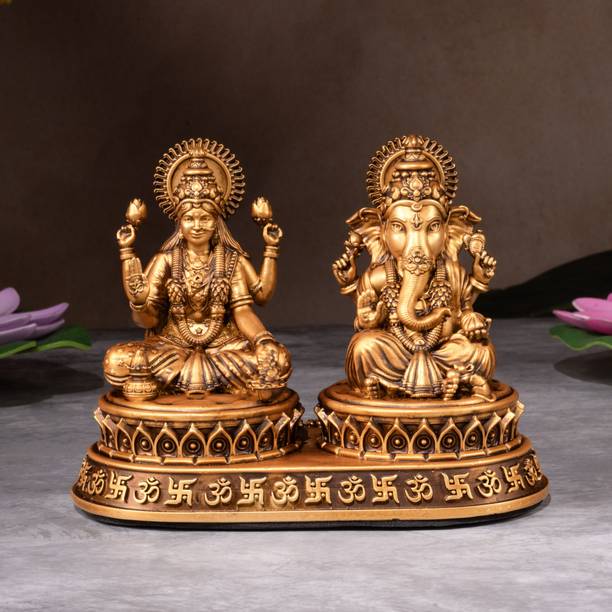 ARTARIUM Laxmi Ganesh Idol Laxmi Ganesha Murti Home Decorative Showpiece for Diwali Pooja Decorative Showpiece  -  10.16 cm
