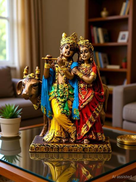 DIYAAN ENT Radha Krishna Idol for Pooja & Gift, Statue for Home, Office, Vastu Decorative Showpiece  -  19 cm