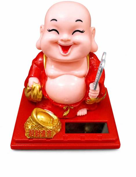 SABKA STORE Solar Laughing Buddha Decorative Showpiece  -  11.5 cm