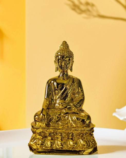 Aadekh Craft Gold Plated Gautam Buddha Decorative Showpiece  -  9 cm