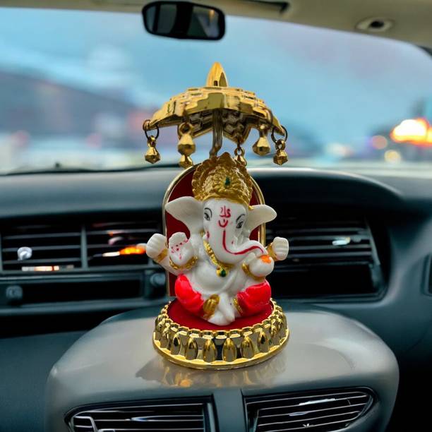Badgoti Handicrafts Beautiful Ganesa Statue for Car Dashboard ( 4 Inches ) Decorative Showpiece  -  10 cm