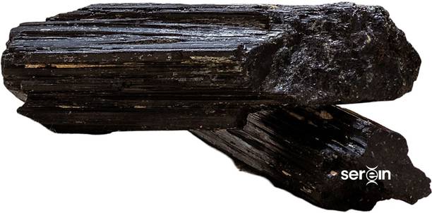 SereinWellness Black Tourmaline Raw Stone Healing Crystal Rough Stone for Protection 500 gm Decorative Showpiece  -  4 cm