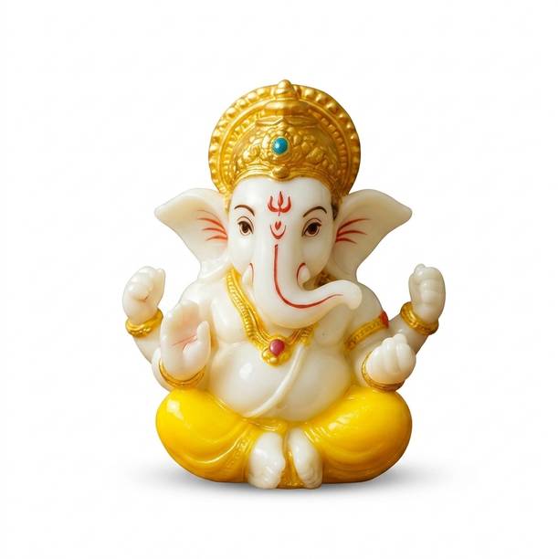 Murtiva decor Ganesh Ji Idol for Car Dashboard, Home Decor Murti Showpiece Statue Decorative Showpiece  -  7.5 cm