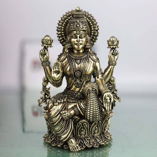 Bhunes Brass Lakshmi Idol Mahalakshmi Murti for Pooja Decor 3 Inch Decorative Showpiece  -  7 cm