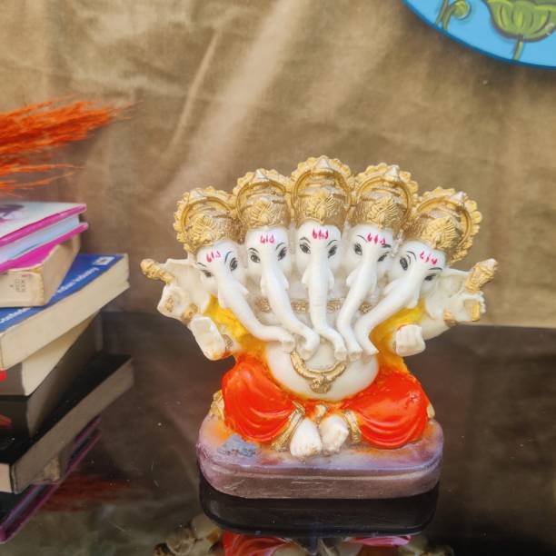 Kunti Craft Ganesh Idol Statue for Home | Ganpati Idols for Home | Ganesh Ji Murti Decorative Showpiece  -  9 cm