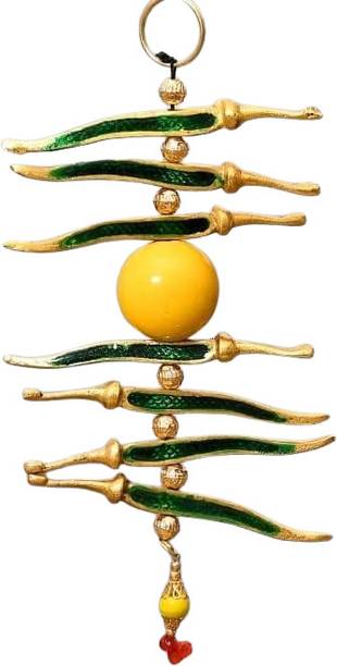 Mla's Decor Metal Nimbu Mirchi Nazar Battu Wall Hanging ,Evil Eye Protection Hanging डेकोरेटिव शोपीस  -  23 cm