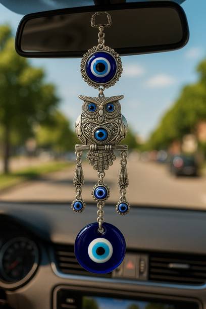 DIKSHA PRODUCTS PREMIUM OWL Turkish Evil Eye Hanging NAZAR BATTU WIND CHIME FORHOME,SHOPS,OFFICE Decorative Showpiece  -  12 cm