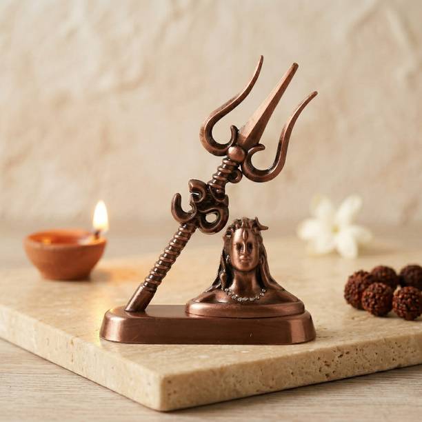 Elegant Lifestyle Adiyogi Om Trishul Statue Idol Shiva Murti for Car Dashboard Gifting Office Home Decorative Showpiece  -  11 cm