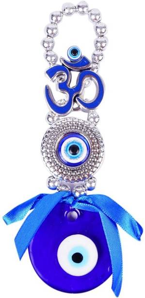 SpiritCrafts Om Evil Eye With Blue Pendant - Home,Car Nazar Battu For Protection and Blessing Decorative Showpiece  -  15 cm