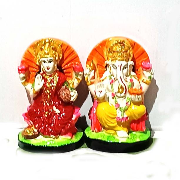 KSAGSHOP Hindu God Idol Laxmi Ganesh Statue /murti5 Inch Decorative Showpiece  -  13 cm