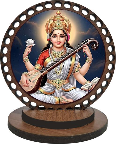 ar creative Saraswati Mata Car Dashboard Idol, God Statue For Car, Home, Office Decorative Showpiece  -  7.62 cm