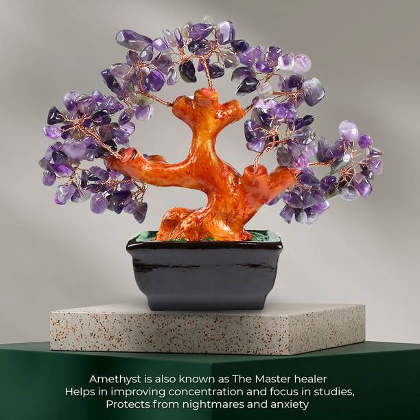 REIKI CRYSTAL PRODUCTS Natural Crystal Amethyst Tree Crystal Tree Stone Tree Beautiful Designer Tree Chip Beads Plant Reiki Healing Tree Crystal Stone Indoor Decorative Showpiece  -  15.5 cm