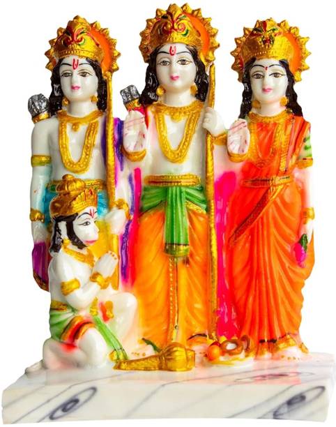 RadhaMadhav Ram Darbar Murti Ram laxman Sita Ram Parivar Murti Statue Idol for Pooja Decorative Showpiece  -  17 cm
