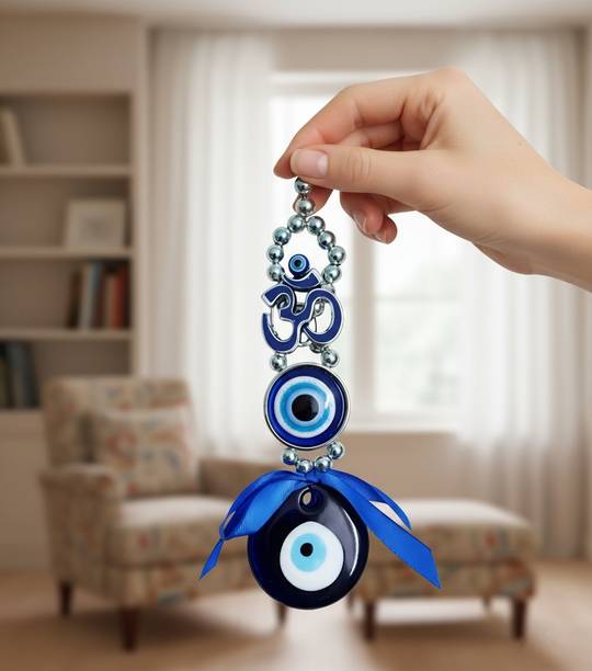 R M ENTERXX NAZAR BATTU EVIL EYE WITH OM SYMBOL Decorative Showpiece - 15 cm