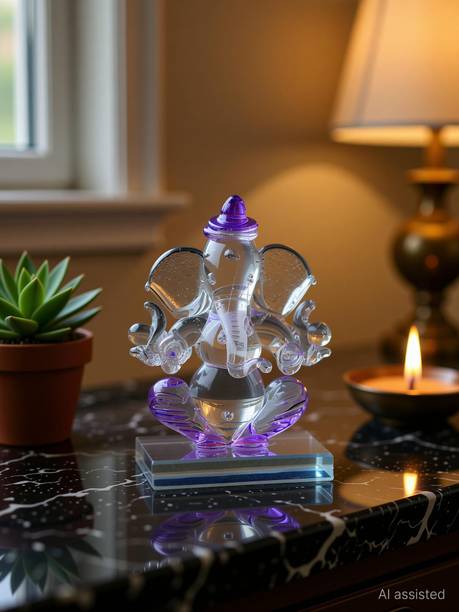 Chank Ganesha idol for Car Dashboard Ganesh Statue Decorative Showpiece  -  10 cm