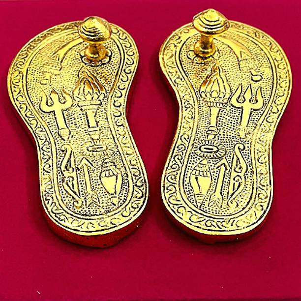 HIMANSHU Shri Laxmi Charan Paduka Gold & Silver Plated | Bhagyam Lakshmi Charan Idol Decorative Showpiece  -  4 cm