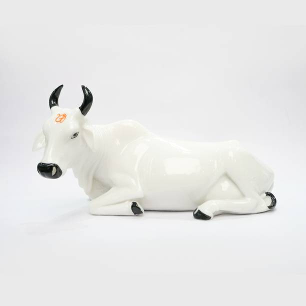 Sai Divya WHITE KAMDHENU LAXMI COW IDOL Decorative Showpiece  -  14 cm