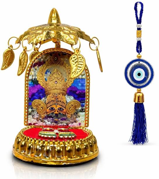 Adhvik Khatu Shyam Ji Idol with Chattra & Evil Eye Combo For Car Dashboard Decorative Showpiece  -  10 cm