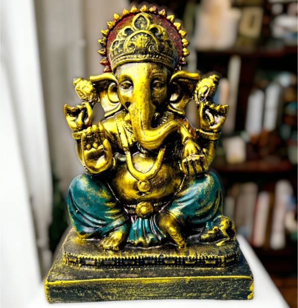 Statonio Antique Brass Lord Ganesha Ganesh Ji Showpiece Statue Idol For Home Decor Temple Decorative Showpiece  -  20.3 cm