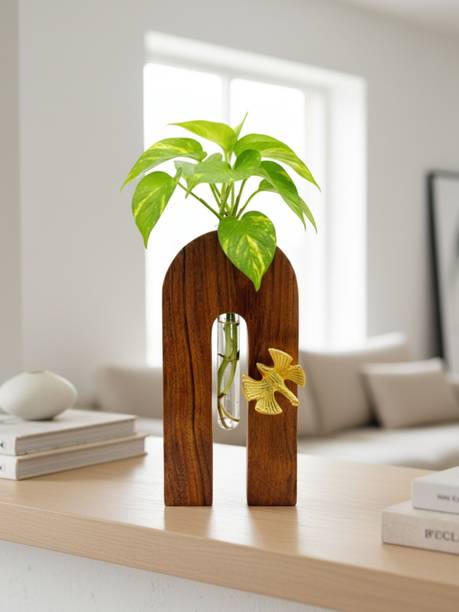 Ornadwell U Shape Planter Brown Premium Rosewood Matte Home Décor Decorative Showpiece  -  25 cm