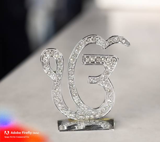 Adhvik Metal Sikh/Punjabi Ek Onkar Idol for Gifting, Home/Office And Car Dashboard Decorative Showpiece  -  6 cm