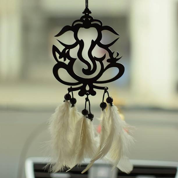 Zumie Dream Catcher Car Hanging Colorful Lord Ganesh for Car, Home for Positive Vibes Decorative Showpiece  -  13 cm