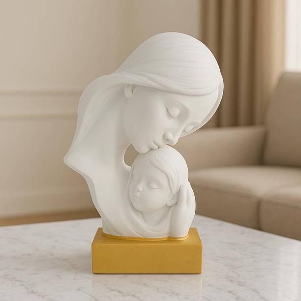 CraftVatika Resin Mother Baby Statue Showpiece for Home Decor, Mother Child Figurine Gift Decorative Showpiece  -  15 cm