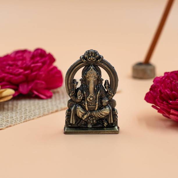 P. R. PRINTS Ganesha Idol for Car Dashboard & Home Temple (Heena) Decorative Showpiece  -  6 cm