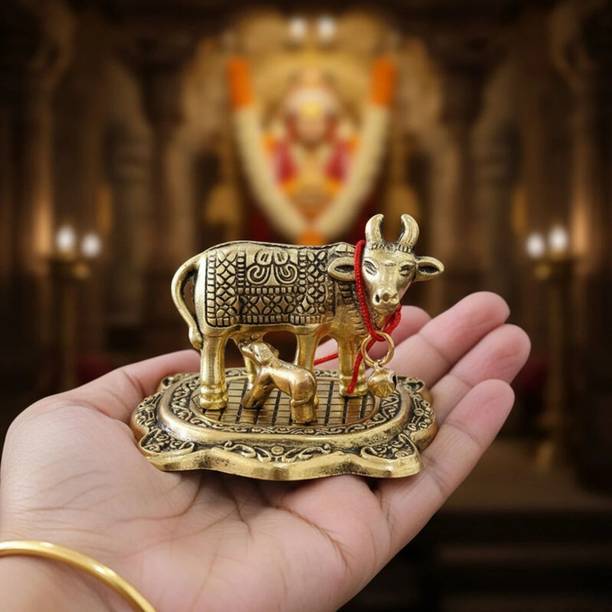 U S ENTERPRISES Kamdhenu Divine Cow Idol Decorative Showpiece  -  5 cm
