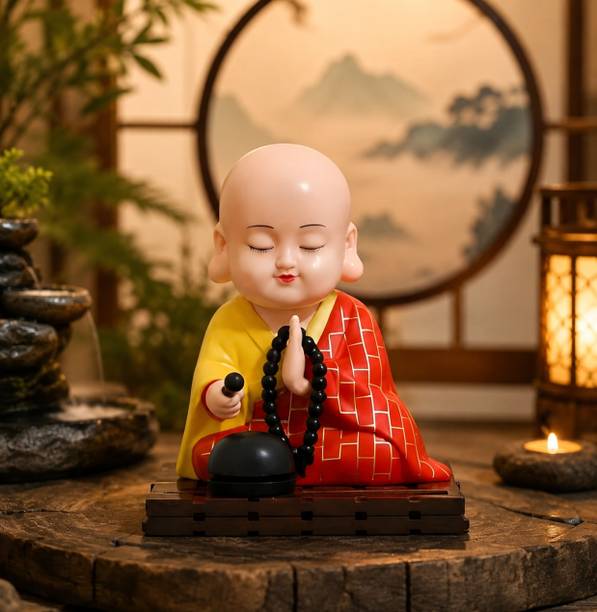 Adayein YELLOW SOLAR BUDDHA Decorative Showpiece  -  9.5 cm