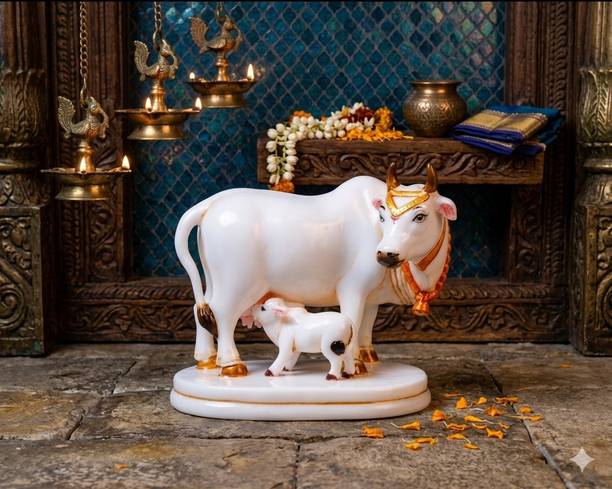 Radhe Radhe creation Holy Coww 007 Decorative Showpiece  -  9 cm