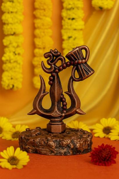 Meedoz Trishul with Damru Traditional Trishul Damru Shiva Trishul Idol Decorative Showpiece  -  10 cm