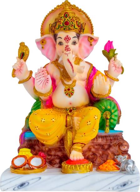 Sutra Decor Lord Ganesha Marble Dust Idol for Home, Temple & Festive Decor, 13.5Inches Decorative Showpiece  -  34.29 cm