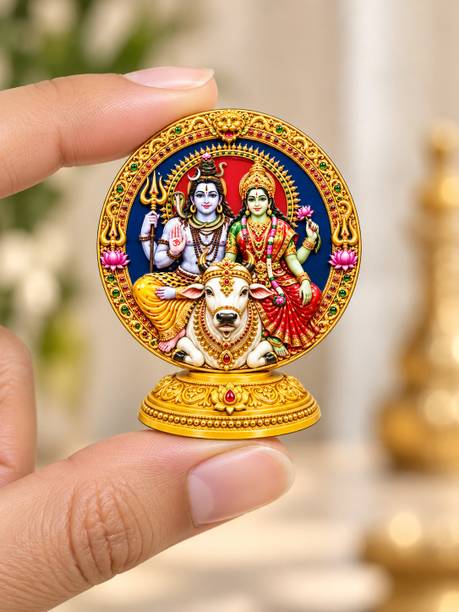 Petals & pines Devotional God Idol Showpiece for Car Dashboard & Home Temple_Shiv Parivar_02 Decorative Showpiece  -  6 cm