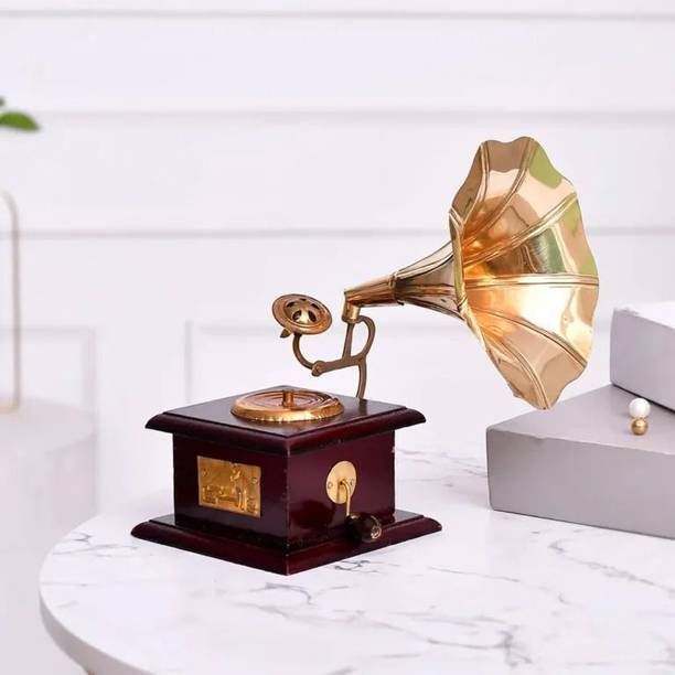 Khareed Ke Dekho Golden Metal Gramophone For Table Top Decor Decorative Showpiece  -  10 cm
