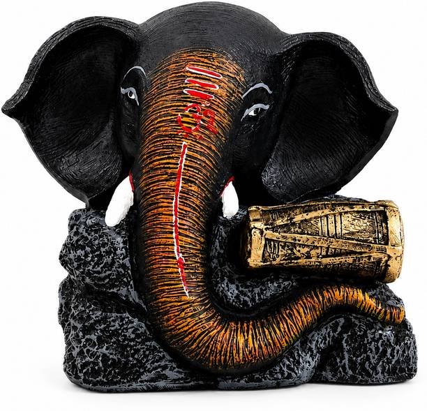 Wellhomes Ganesha Idol with Damru Decorative Showpiece  -  23 cm