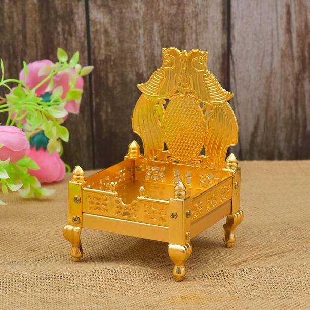 DARIDRA BHANJAN Laddu Gopal ji Metal Singhasan for Home Temple Decorative Showpiece  -  14 cm