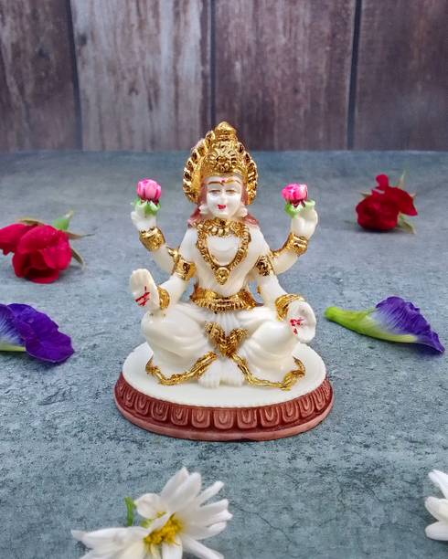shindde exports goddess laxmi devi marble murti small Lakshmi statue idol for home pooja Decorative Showpiece  -  7 cm