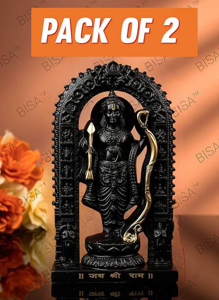 bisa Premium Heavy 3D Ayodhya Ram (100g Each) Pooja,Car Dashboard ,Gift Pack Of 2 Decorative Showpiece  -  10 cm