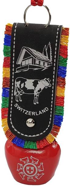 Plus Value Feng Shui Swiss Cow Bell Main Door Ddlj Red for Entrance At Home & Office Decorative Showpiece  -  12 cm