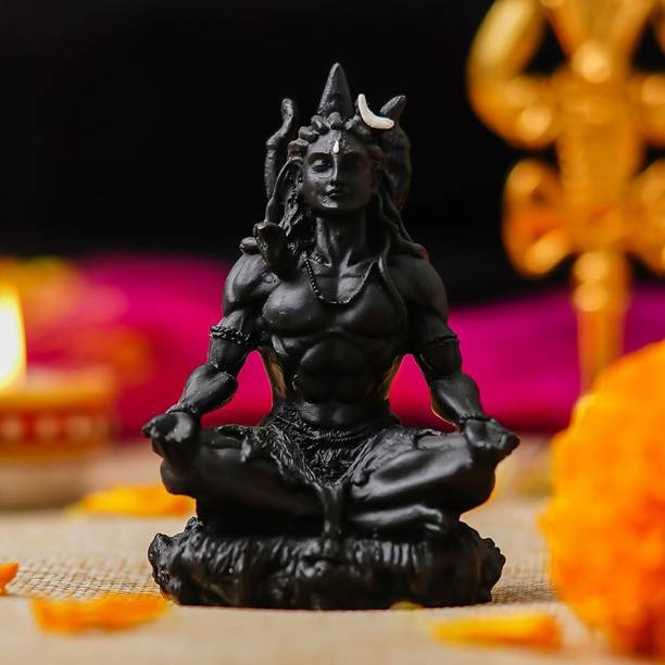 ZenCrafts Premium Lord Black Adiyogi Shiv Ji Statue Car Dashboard for Home & Office Decorative Showpiece  -  8.5 cm