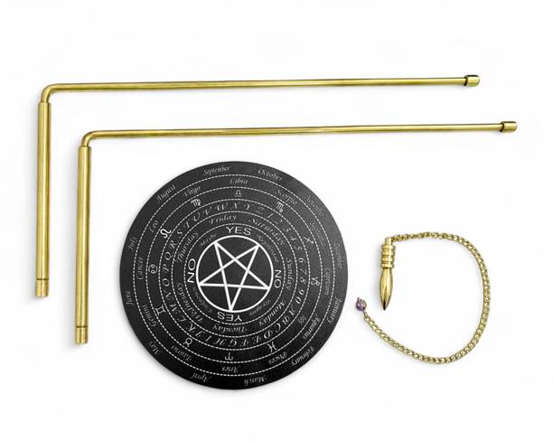 vastu vardan Vastu Brass Dowsing Rod Pair With Board And Pendulum { 1 Pair, Width-5MM } Decorative Showpiece  -  13.5 cm