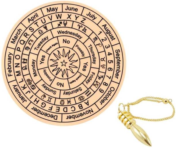 vastu vardan Vastu Dark Brown Pendulum Board (6 Inch) Acrylic Board With Brass Pendulum Decorative Showpiece  -  0.3 cm