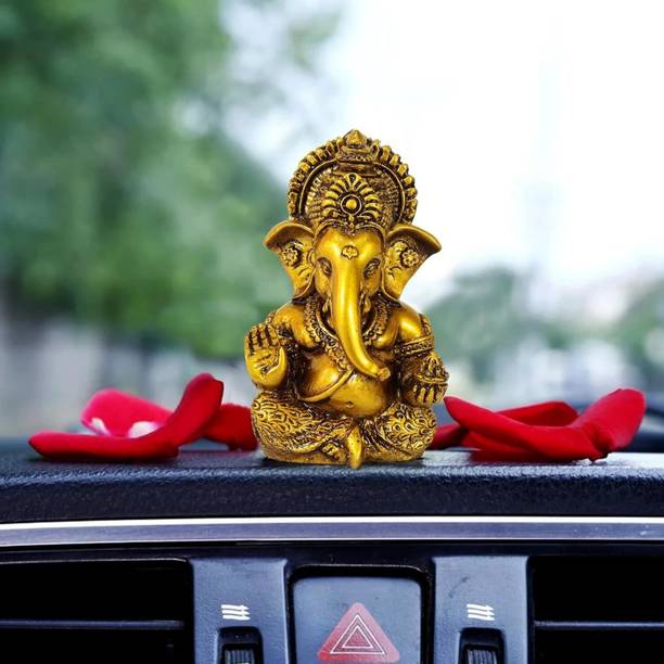 TIED RIBBONS Lord Ganesha Idol Statue Decorative Showpiece for Home Decoration Car Dashboard Decorative Showpiece  -  9.3 cm