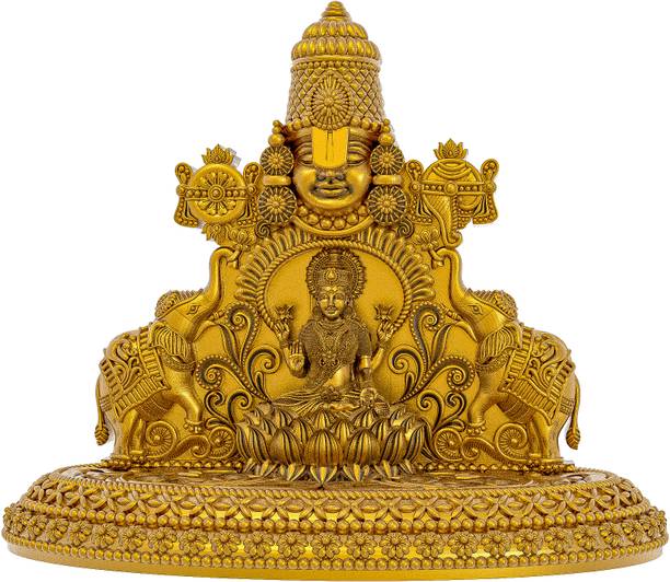 SHILPART SHILP ART & CREATIONS TIRUPATI LAXMI Brass Idol Gold Finish Goddess Decorative Showpiece  -  5 cm